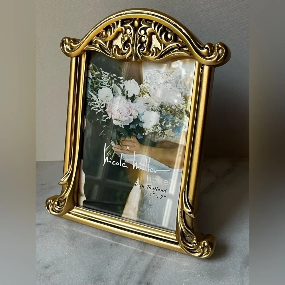 Nicole Miller Elegant Gold ornate Picture Frame for 5x7” photo
